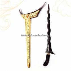 CSY 067 Keris Ladrang Yogya Sonokeling Nogo siluman Tempel emas batu oval