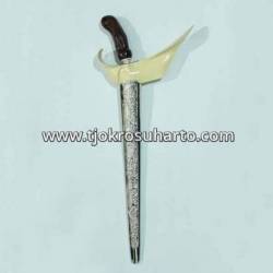 CDY 058 Keris Ladrang Yogya Fiber Ukir kayu Slorok Buntu crom perak