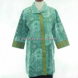 BPR 202 Blus Lurik Batik Krah Jaket hijau HGG