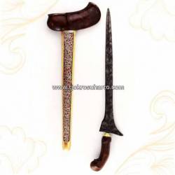 CKD 434 Keris Gayaman solo akasia Yuyu rumpung pamor blarak slorok kerawang Kuning perak CPW 638