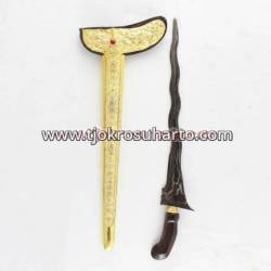 CSN 093 Keris Gayaman Yogya Sonokeling nogokikik tempel Slorok kerawang emas batu