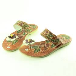 DPS 257 Sandal Batik Kulit bawah karet putih MRL
