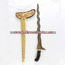 Keris Gayaman Yogya Sonokeling Tempel Nogo kuning slorok Kerawang Emas Batu