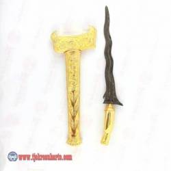 CPR 269 Keris Melayu Tanggung Selut penuh Ukir putut emas pamor