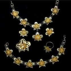 FPK 145 Kalung + gelang+cincin+subang+bros emas melati TNI