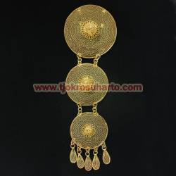 Bros sepuh Emas Bulat susun 3 menir 15,5 cm SYT  (1)